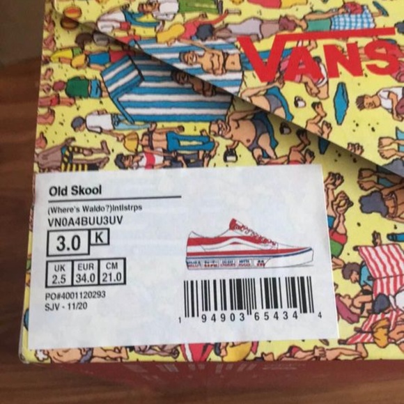 BRAND NEW youth boy girl vans where’s Waldo old skool shoe size 3Y - Picture 5 of 6